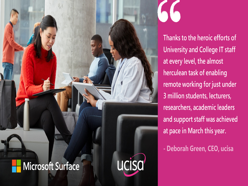 people is a classroom setting with quote hanks to the heroic efforts of University and College IT staff at every level, the almost herculean task of enabling remote working for just under 3 million students, lecturers, researchers, academic leaders and support staff was achieved at pace in March this year. - Deborah Green, CEO, ucisa